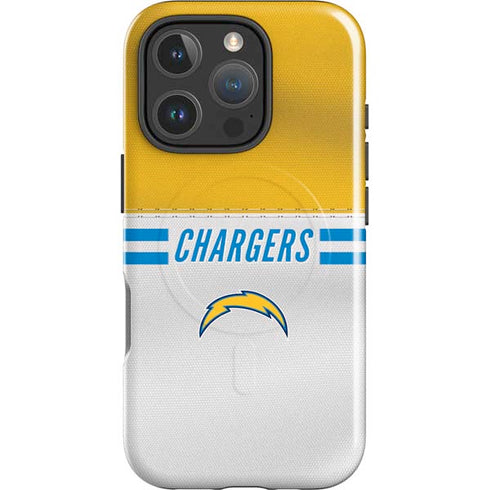 NFL Los Angeles Chargers White Striped iPhone 16 Pro Magsafe Impact Case